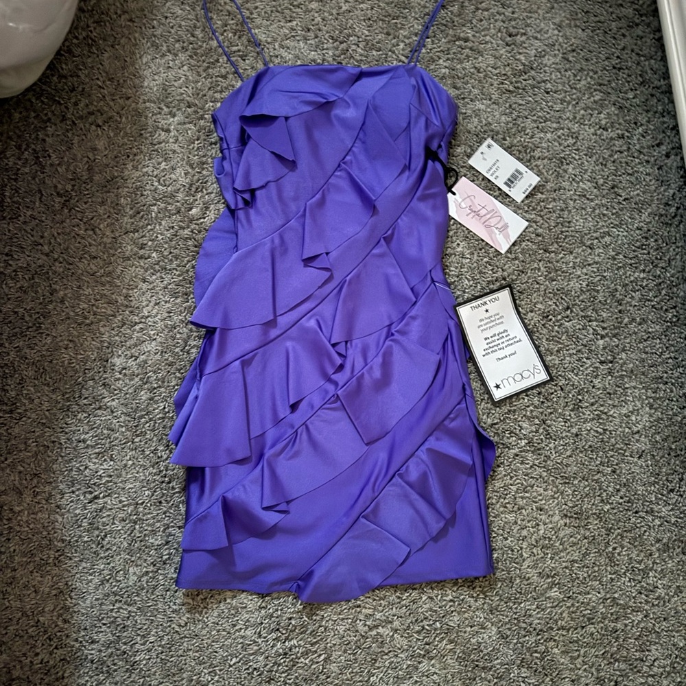 Macy's Vibrant Purple Layered Mini Dress